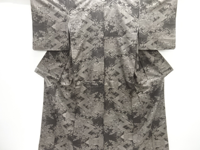 JAPANESE KIMONO / DORO OSHIMA TSUMUGI (9 maruki) / WOVEN CIRCUIT & FLOWER 